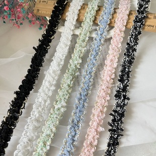 1.3cm wide black and white blue green powder dopamine color matching herringbox edge paper flower burr spell gold thread small fragrant style lace