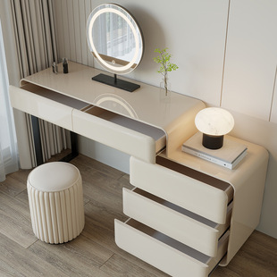 Designer Dressing Table Italian Style Minimalist Cream Style Bedroom Light Luxury Makeup Table High-end Storage Cabinet Integrated Cabinet