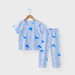 New Children's Home Clothes Boneless Baby Pajamas Long Sleeve suit Summer Thin Women's Air-conditioning Clothes for Boys and Babies Pure Cotton