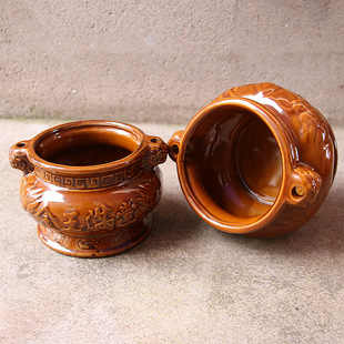 Free Shipping Medium-Sized Antique Gold and Jade Double-Eared Ceramic Incense Burner for Home Indoor Ceramic Incense Aromatherapy