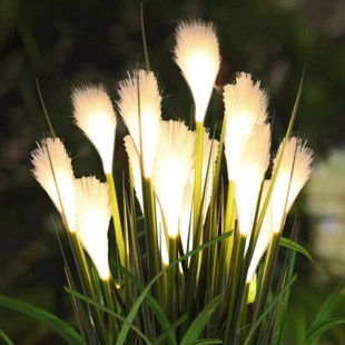 Cloth reed floor lamp outdoor waterproof three fiber reed decorative lamp outdoor camping solar lamp
