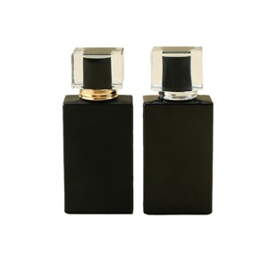 50ml bayonet black glass perfume bottle cosmetic press spray empty bottle rectangular portable perfume sub-bottle