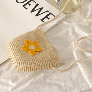 Cross-Border New Bag Spring and Summer Princess Coin Purse Hand-Woven Children's Straw Bag Mini Fruit Zipper Bag Crossbody Bag