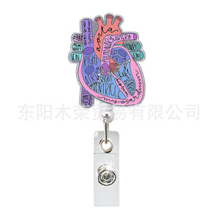 Cross-border Acrylic Badge Easy-to-pull Buckle Patch Medical Creative Heart Organ Multifunctional Badge Telescopic Easy-to-pull