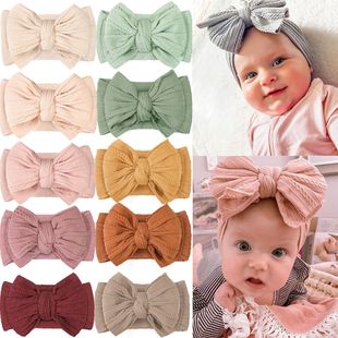 European and American Children's Hair Band Baby Jacquard Nylon Stretch Headband Baby's Oversized Nipple Bow Hair Accessories 5088