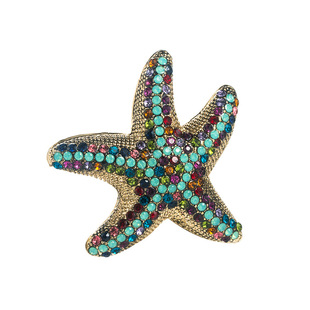 European and American fashion high-end sense niche starfish brooch net red decorative corsage alloy inlaid rhinestone pin cross-border supply