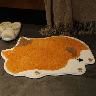 Cartoon Animal Bathroom Absorbent Anti-slip Mat Bedroom Door Soft Thickened Foot Mat Toilet Imitation Cashmere Floor Mat