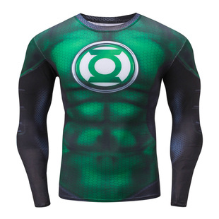 Marvel cross-border personalized sports T-shirt high elastic lightweight fitness bottoming long sleeve tights Superman Spider-Man