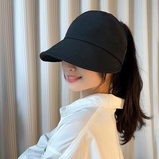 Summer Quick-drying Empty Top Hat Women's Pedal Tail Showing Face Small Sunscreen Sunshade Hat for Traveling Hanging Mask Covering Face Duck Tongue Hat