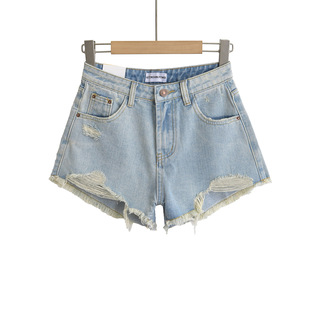 NZ238-24 Summer New American Style Spice Girl Sexy Rapped Middle High Waist Single Button Denim Hot Pants Shorts