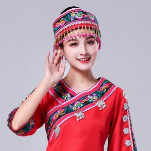 Ethnic Minority Headwear, Miao, Zhuang, Yi, Dong, Tujia Girls, Kidsren's Hats, Hanging Beads, Ethnic Style Silver Jewelry