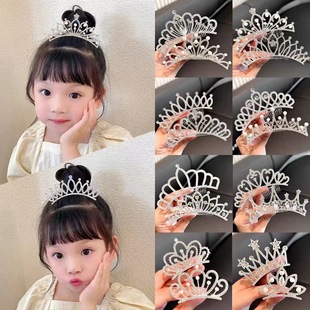Children's Crown Comb Princess Pearl Crystal Little Girl Hair Comb Korean Girl Headwear Rhinestone Hair Accessories Wholesale