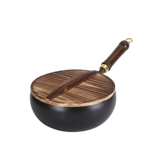 New Ancient Pot Belly Pot Deepened Non-stick Iron Pot Flat Bottom Uncoated Small Wok One-person Food Household Fry Wholesale