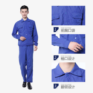 Summer overalls tooling sapphire blue washed cotton long sleeve suit men's and women's short sleeve tooling factory cleaning auto repair factory clothing