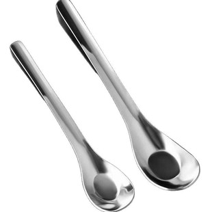Factory Stainless Steel Yuanbao Spoon Thickened Spoon Household Spoon Dining Spoon Flat Bottom Spoon Children's Feeding Spoon