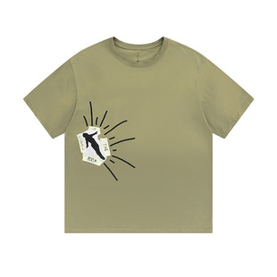 Travis Scott Cactus Jack joint Lightning face print men's and women's loose foam short sleeve t-shirt
