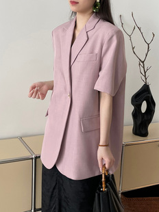 Taogawa Korean Style High-end Temperament Short-sleeved Suit Jacket Women's Lazy Style Loose Casual Suit Top Z810