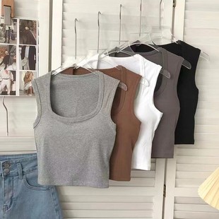 301# Summer New Style Women's One Cup with Chest Pad Square Collar Wide Shoulder Vest