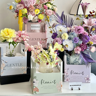 Xinyou Original Corrugated Flower Box Flower Bouquet Illustration Flower Box Handmade Floral Decoration Materials Wholesale Gift DIY