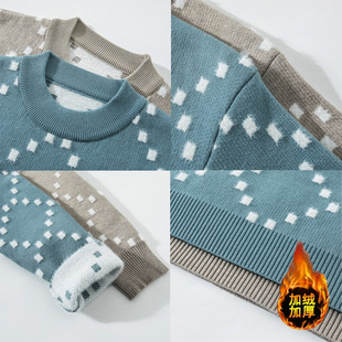 Live [] Autumn and Winter fleece-lined Thickened Youth One-piece Cashmere Casual Sweater Base Top