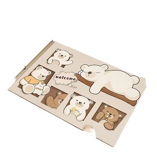 Cute bear stain-resistant home mat household entrance dust removal door mat scraping mud rubbing soil wire ring mat can be cut