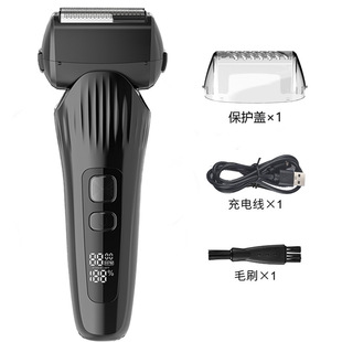 Cross-border intelligent digital display electric shaver reciprocating three-head beard knife battery body washing razor