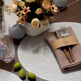High sense wheat round woven placemat hotel round woven simple placemat heat insulation easy to clean waterproof wholesale