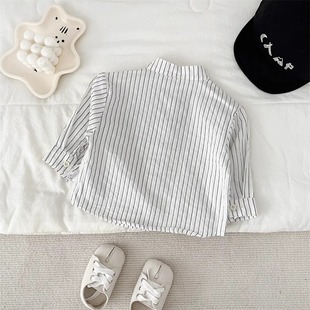 Baby suit Spring Clothes Baby Shirt 2025 New Children Striped Shirt Clothes Pants Spring and Autumn Boys' Top