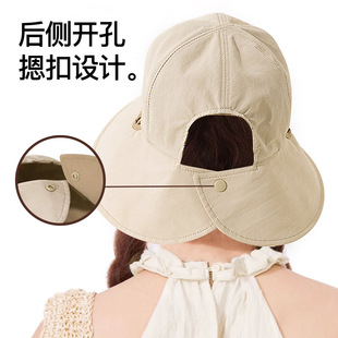 25 Early Spring New Double-sided Wear Lightweight Quick-drying Lace-up Fisherman Hat Women's Summer Face Shown Small Sun Protection Lotion Ponetail Basin Hat