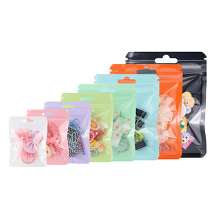 Color Macaron Self-sealing Bag Jewelry Hairpin Cute Simple Storage Mobile Phone Case Data Cable Transparent Bright Packaging Bag