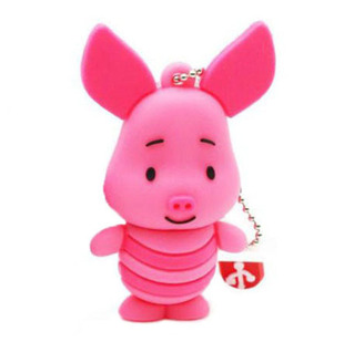 Cartoon hungry pig cute USB flash drive 64GB free chain silicone U disk interesting creative gift U disk