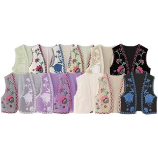 TAOP & ZA Early Autumn New Women's Retro Ethnic Style Sleeveless Loose Embroidered Short Vest Vest 6895025
