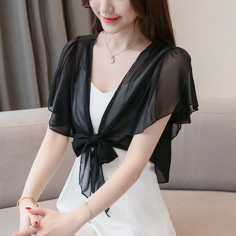 여름 여성용 쉬폰 숄, 가디건, 다용도 얇고 짧은 코트, 서스펜더 스커트, 자외선 차단 의류, 양복 조끼