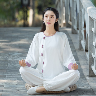 Chinese Style Leisure Improved Morning Exercise Kung Fu Zen Lay Sitting Taijiquan Wushu Practice Clothing Taiji Clothing