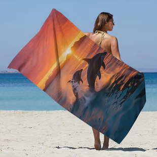 Factory Direct supply microfiber square beach towel towel square towel dolphin series can order one piece