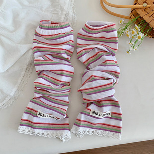 Striped lace sun protection oversleeve women's summer UV protection thin loose sun protection ice sleeve riding arm protection