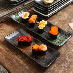 Japanese-style ceramic sushi plate rectangular sashimi plate long plate snack plate creative tableware Japanese plate