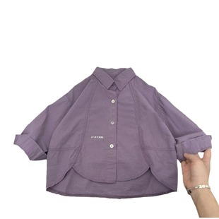 Boys' Baby 2024 Spring and Autumn New Children's All-match Shirt Children's Solid Color Top Long Sleeve Trousers Two-piece Set