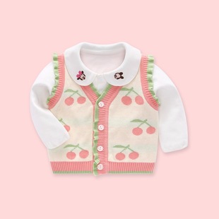 Baby Clothes Baby Girl's Spring and Autumn Cotton Top Girl's White Lapel Shirt Base Clothes Children's Spring Interior