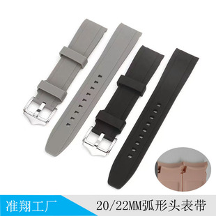 Factory direct supply 20mm/22mm curved mouth installation silicone strap men's and women's handsome sports watch strap