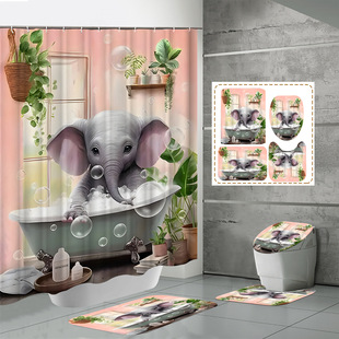 ✅ Source Manufacturer Cross-Border E-Commerce 3D Digital Printing Waterproof Polyester Bathroom Shower Curtain Series Manufacturer Direct