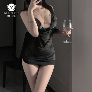 Man Wants Sex Underwear Gold Dancing Pure Wants Hanging Neck Mesh Wing Collar Women's Figure Exquisite Sexy Nightdress 9339