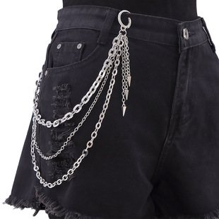 Amazon Explosive Personalized Multiple Tapered Pendant Three-layer Metal Pants Chain All-match Fashion Pants Chain Waist Jewelry