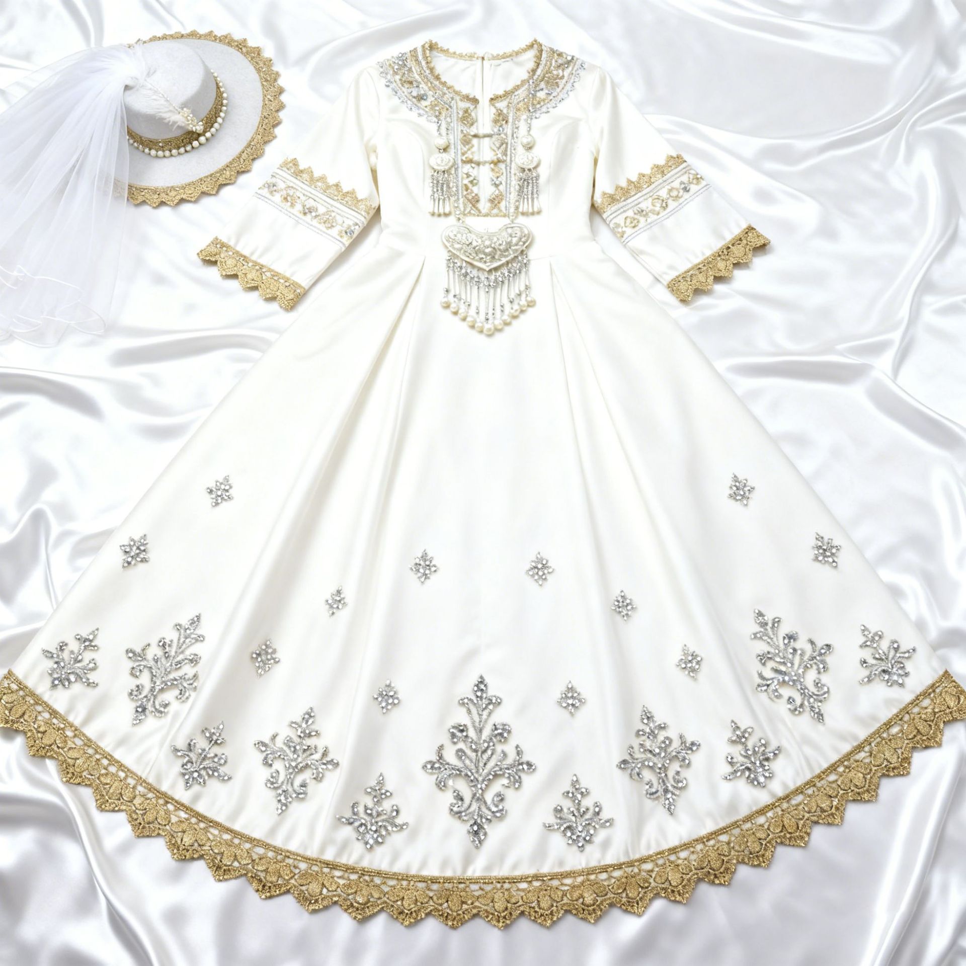 3.5cm Water-Soluble Gold and Silver Thread Embroider Lace Gold and Silver Thread Cut Out Lace Clothing Wedding Dress Accessories