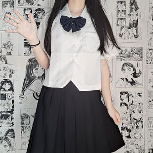Original jk Japanese School Uniform College Style Basic Bow White Short-sleeved Shirt Women's Pleated Skirt Set in Stock