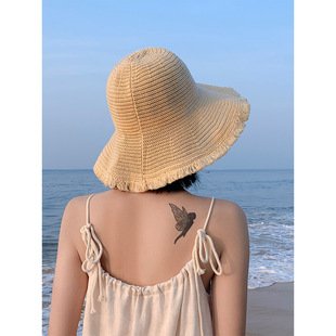 Beach Stylish Good-looking Fisherman Hat Children's Summer Beach Travel Photographs Sunscreen Straw Hat Shade Small Fashion