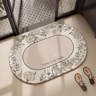 Cross-border American Retro Flower Bathroom Diatom Mud Mat Toilet Toilet Door Non-slip Absorbent Foot Mat