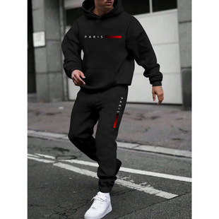 Cross-border European and American Foreign Trade New Women's Fashion Casual Loose Hooded Sweat suit Printed Women's plus size