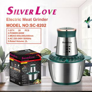 Foreign Trade Export European Standard Meat Grinder Household Stainless Steel Electric Food Processor Multifunctional Kitchen Meat Mincer 2L