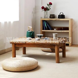 New Chinese Style Kang Table Retro Tea Table Table Old Elm Wooden Floating Windowsill Tatami Low Table Floor Mat Zen Solid Wood Table Homestay